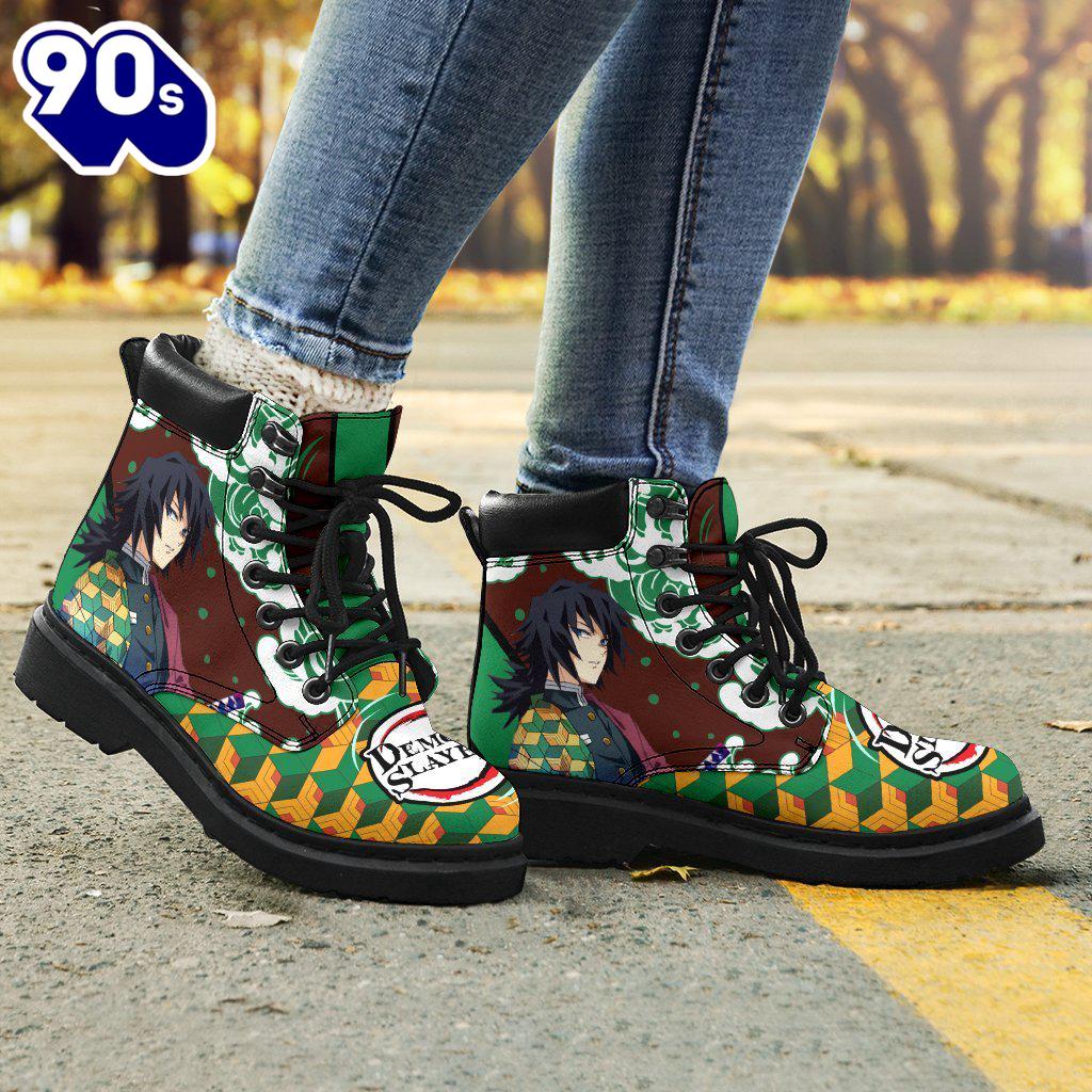 Giyuu Leather Boots Shoes Demon Slayer Anime Custom Giyuu Leather Boots Shoes Demon Slayer Anime Custom