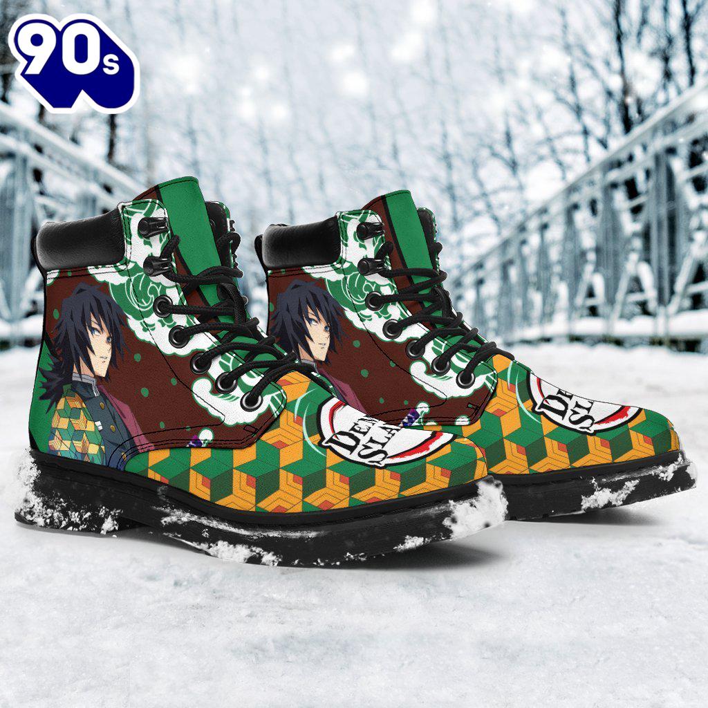Giyuu Leather Boots Shoes Demon Slayer Anime Custom Giyuu Leather Boots Shoes Demon Slayer Anime Custom