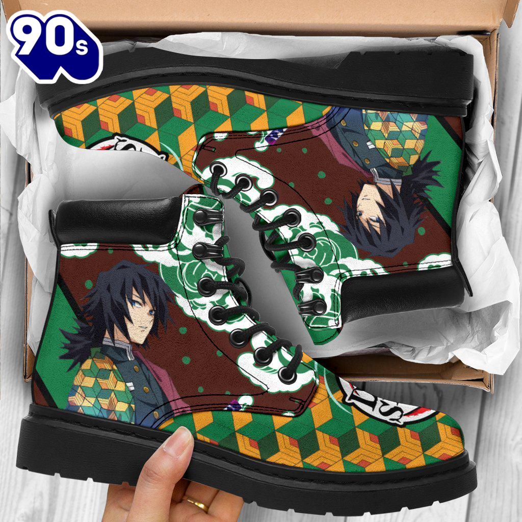 Giyuu Leather Boots Shoes Demon Slayer Anime Custom Giyuu Leather Boots Shoes Demon Slayer Anime Custom