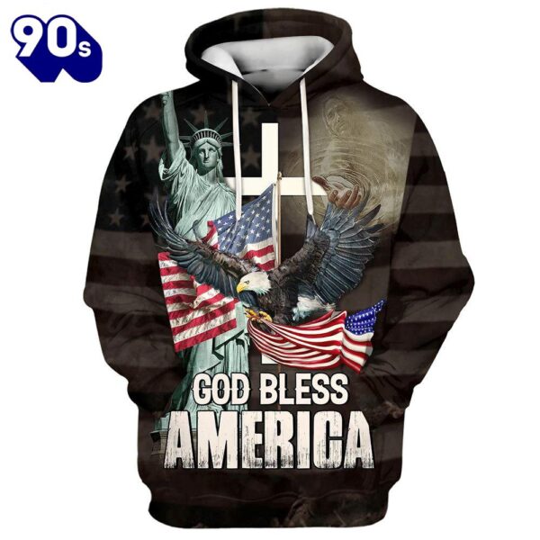 God Bless America Hoodie Eagle American Flag 3D Hoodies