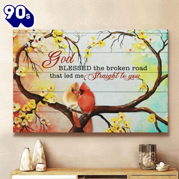 God Blessed The Broken Road Cardinal Couple Canvas Wall Art   Poster Gift Christmas