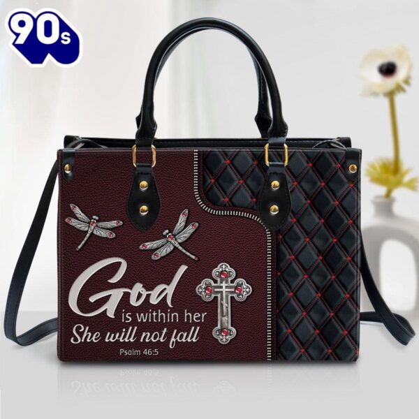 God Is Within Her She Will Not Fall Pretty Cross Leather Bag Christ Gifts Leather Bags  Gift For  Women Christmas