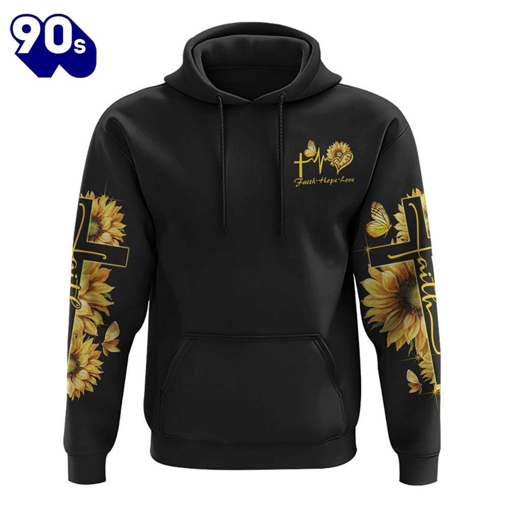 God Say You Are Sunflower Butterfly Cross Faith 3D Hoodie God Say You Are Sunflower Butterfly Cross Faith 3D Hoodie