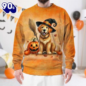 Golden Retriever Dog In Spooky…