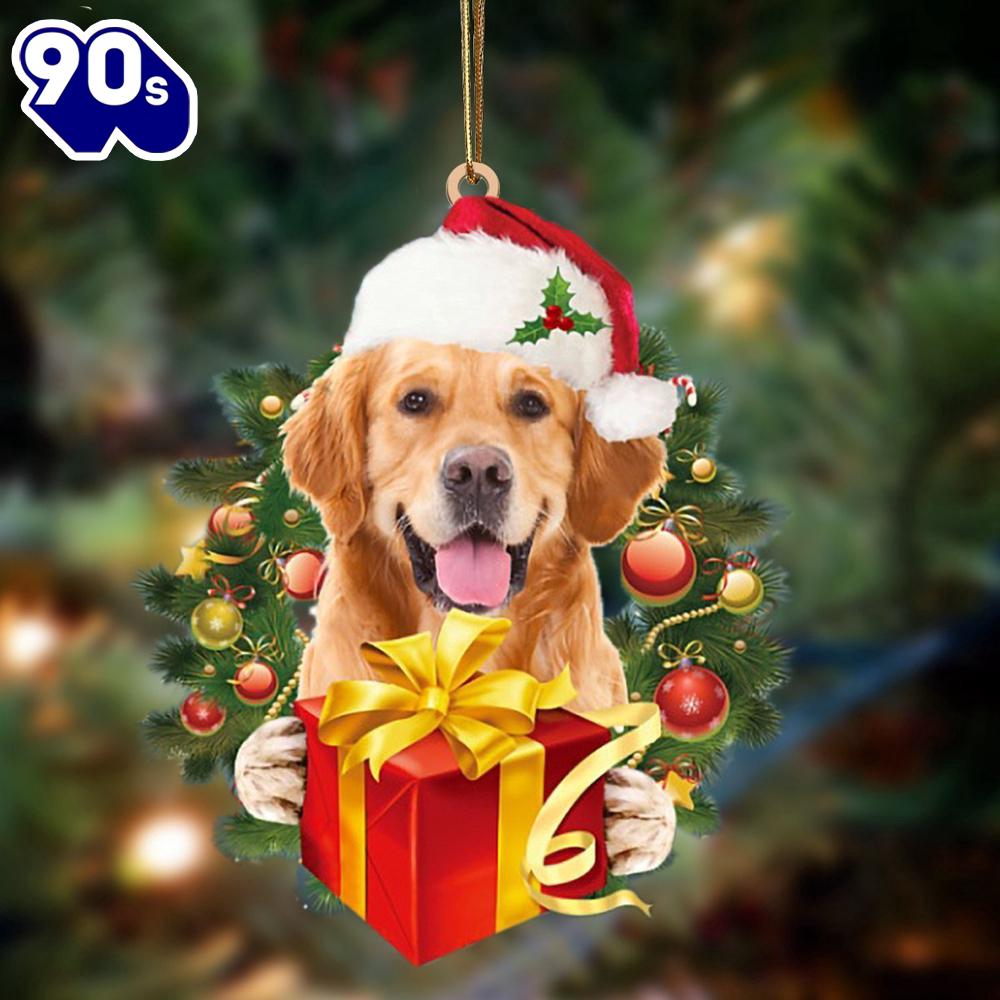 Golden Retriever-Dogs Give Gifts Hanging Ornament, Gift For Christmas Golden Retriever-Dogs Give Gifts Hanging Ornament, Gift For Christmas