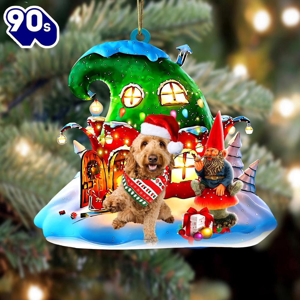 Goldendoodle With Rudolph's House Christmas Ornament, Gift For Christmas Goldendoodle With Rudolph's House Christmas Ornament, Gift For Christmas