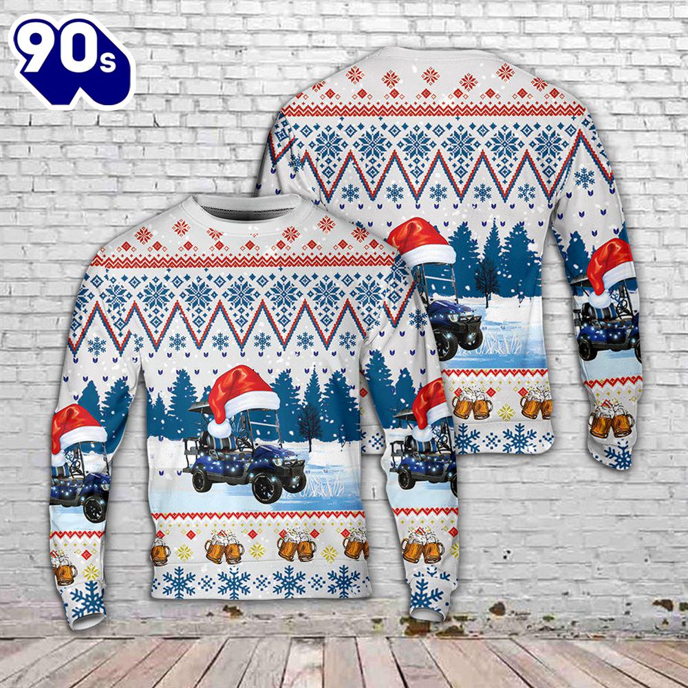 Golf Cart & Beer Christmas Aop Sweater Golf Cart & Beer Christmas Aop Sweater