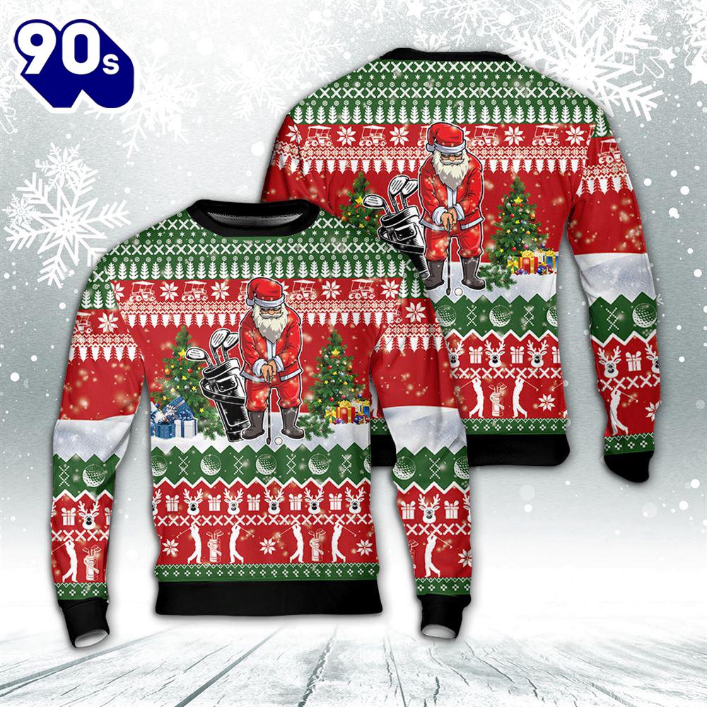 Golf Santa Christmas Sweater Golf Santa Christmas Sweater