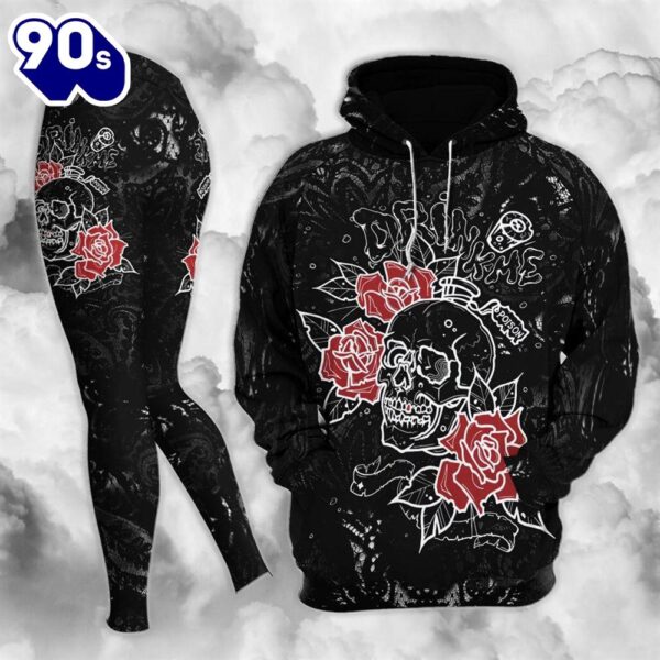 Gothic Skull Rose Combo Hoodie And Leggings
