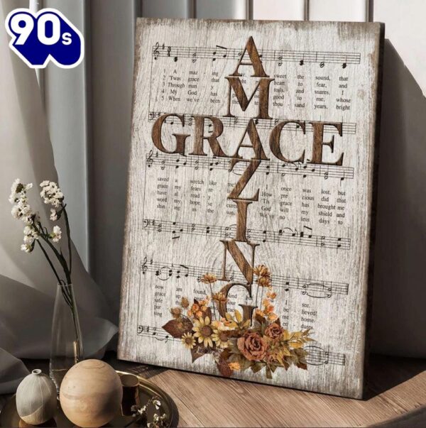 Grace Song Vintage Flower Jesus Cross Canvas Posters   Poster Gift Christmas