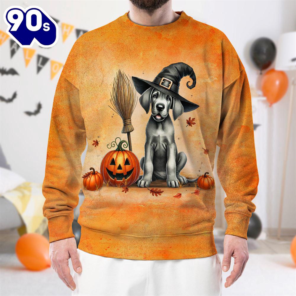 Great Dane Dog In Spooky Autumn Halloween 3D Shirt For Man And Women Great Dane Dog In Spooky Autumn Halloween 3D Shirt For Man And Women