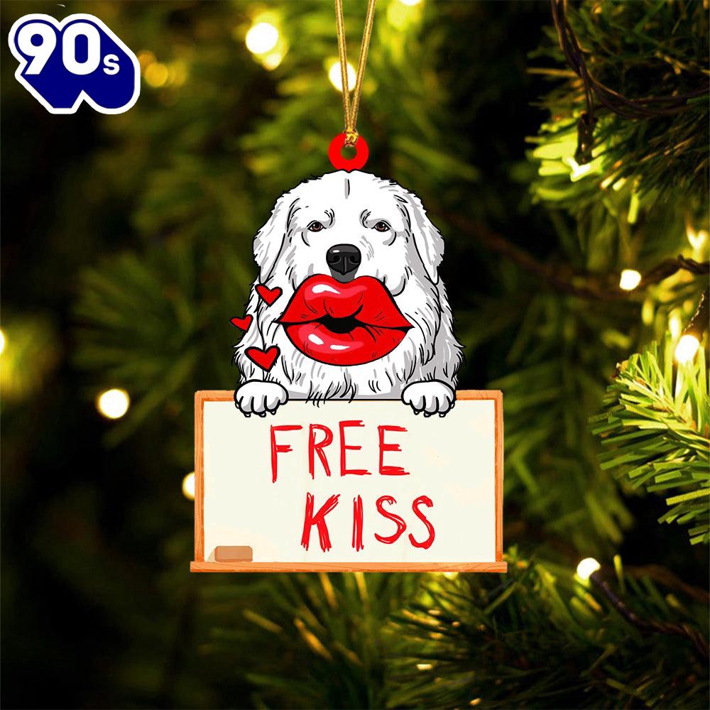 Great-Pyrenees Free Kiss Christmas Ornament, Gift For Christmas Great-Pyrenees Free Kiss Christmas Ornament, Gift For Christmas