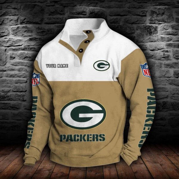 Green Bay Packers Double Breasted Stand Collar Hoodie