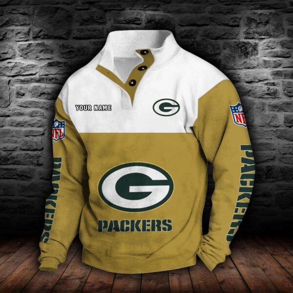 Green Bay Packers Double Breasted Stand Collar Hoodie