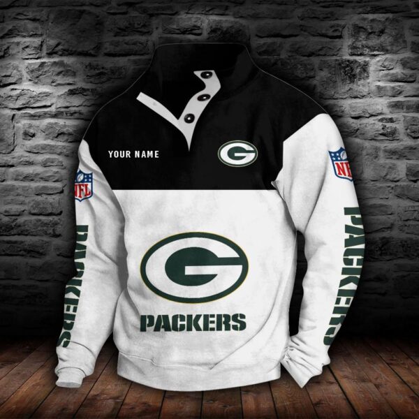 Green Bay Packers Double Breasted Stand Collar Hoodie