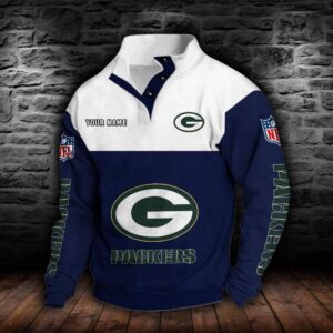 Green Bay Packers Double Breasted Stand Collar Hoodie