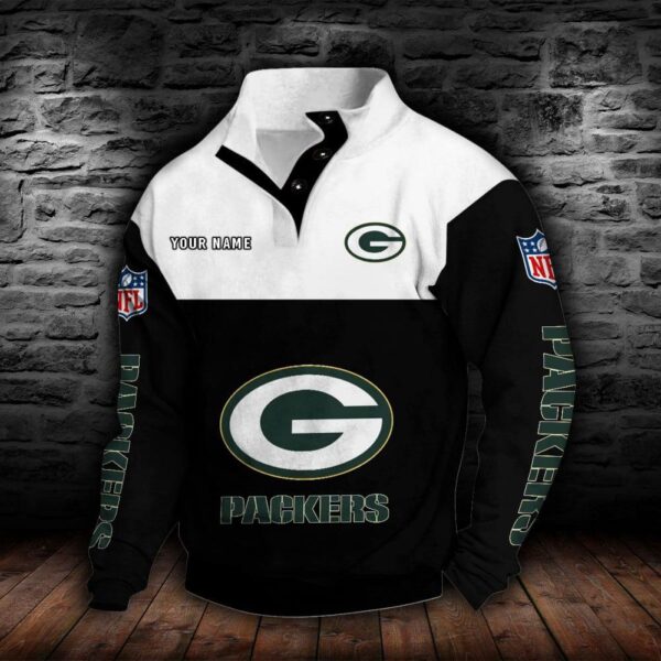 Green Bay Packers Double Breasted Stand Collar Hoodie