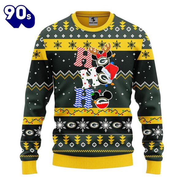 Green Bay Packers HoHoHo Mickey Christmas Ugly Sweater  Gift Christmas