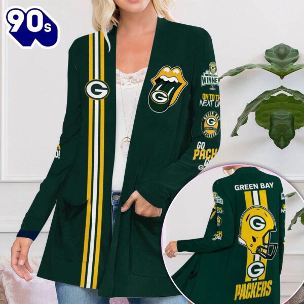 Green Bay Packers Women’s Patch Pocket Cardigan Gift Christmas