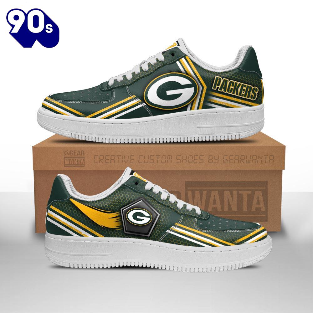 Green Packers Air Sneakers Custom Force Shoes For Fans Green Packers Air Sneakers Custom Force Shoes For Fans