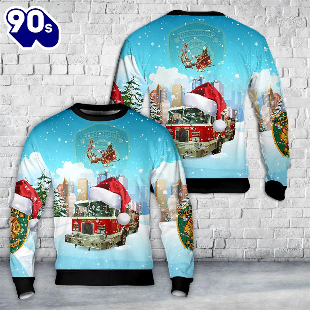 Greenport, New York, Greenport Fire Department Christmas Sweater Greenport, New York, Greenport Fire Department Christmas Sweater