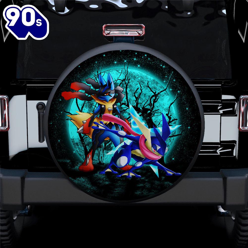 Greninja Satoshi And Mega Lucario Pokemon Halloween Moonlight Car Spare Tire Covers Gift For Campers Gift Halloween Greninja Satoshi And Mega Lucario Pokemon Halloween Moonlight Car Spare Tire Covers Gift For Campers Gift Halloween