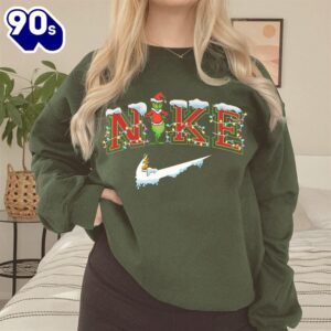 Grinch Christmas Snow Embroidered Sweatshirt  Gift Xmas