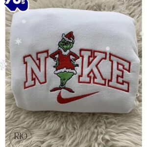 Grinch Snow Red Embroidered Sweatshirt  Gift Xmas
