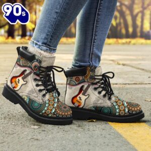 Guitar Bass Vintage Mandala Asboot Electric Guitar Music Gift All Season Boots Gift Xmas 2 Guitar Bass Vintage Mandala Asboot Electric Guitar Music Gift All Season Boots