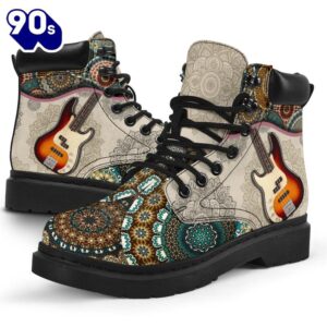 Guitar Bass Vintage Mandala Asboot Electric Guitar Music Gift All Season Boots Gift Xmas 1 Guitar Bass Vintage Mandala Asboot Electric Guitar Music Gift All Season Boots