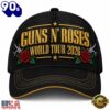 Guns N Roses World Tour 2026 Gold Text Rose Graphics Classic Cap, Music Fan Baseball Cap