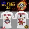 Guns N’ Roses x St. Louis Cardinals World Tour 2026 Mascot White Deisgn 3D Shirt , Viral 3D Music Tee