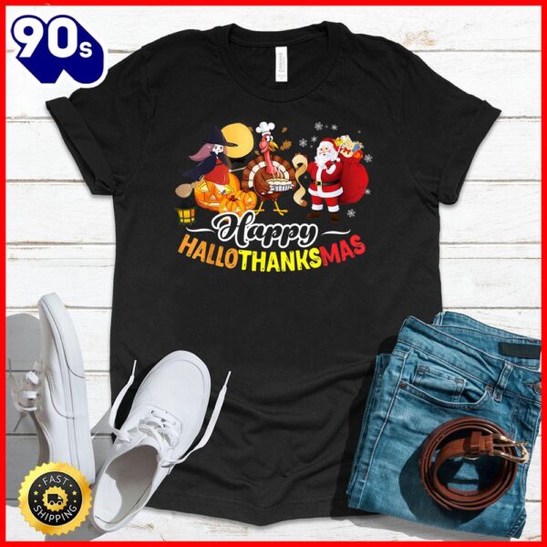 Halloween 2025  Hallo Thanks Mas Shirt Halloween Turkey Thanksgiving Xmas T-Shirt