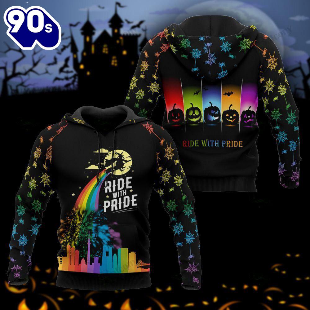 Halloween 2024 LGBT Rainbow Witch Ride 3d All Over Printed Halloween 2024 LGBT Rainbow Witch Ride 3d All Over Printed