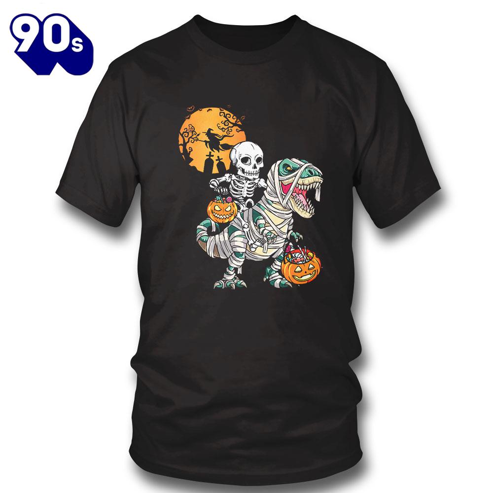 Halloween 2024 Skeleton Riding Dinosaur Trex Halloween T-Shirt Halloween 2024 Skeleton Riding Dinosaur Trex Halloween T-Shirt