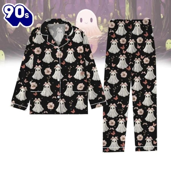 Halloween Ghost Pajamas Set, Cute Ghost Holiday Pajamas, Boo Ghost Women Pajamas