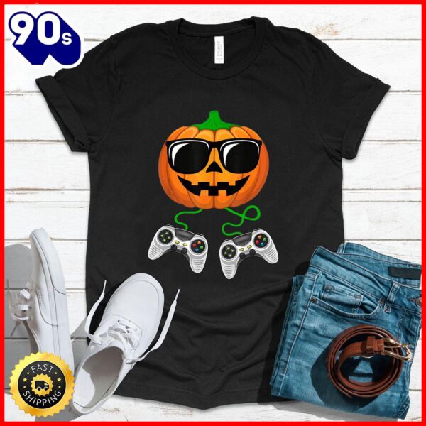 Halloween 2025  Halloween Jack O Lantern Gamer Boys Kids Men Funny Halloween T-Shirt