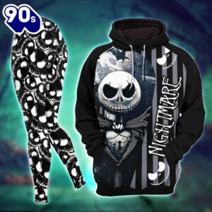 Halloween Jack Skellington Hoodie And Leggings, Custom Nightmare Hoodie
