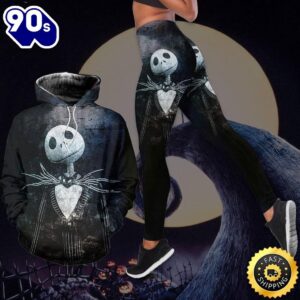 Halloween Jack Skellington Hoodie, Horror Character Legging, Skellington Sally Couple Yoga Pants For Women