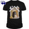 Halloween Pug Dog Witch Haunted House T-Shirt  For Man And Women