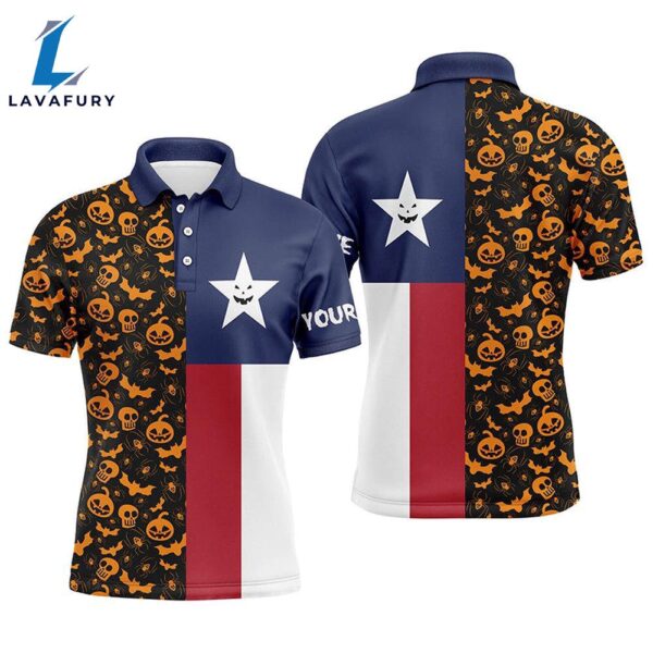 Halloween Texas Flag Mens Golf Polo Shirt, Funny Texas Shirt For Halloween, Best Golf Gifts  Gift Christmas