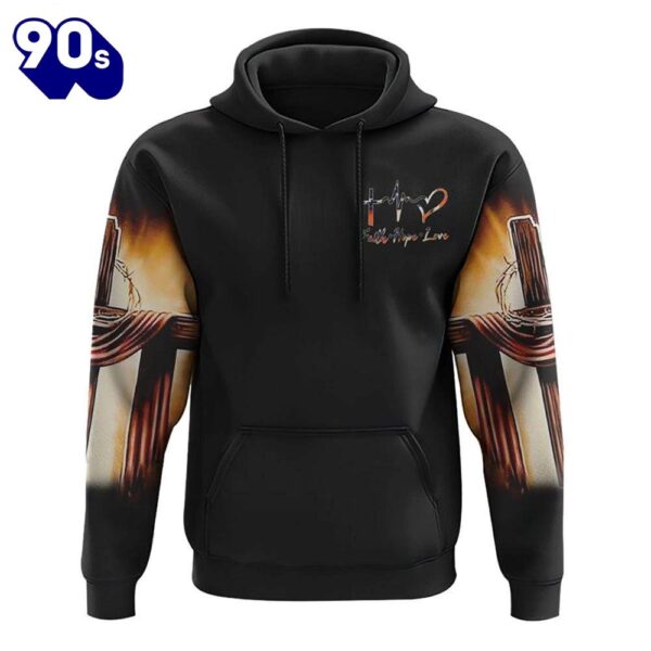Hand Pull Vintage Cross Light 3D Hoodie