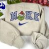 Happy Grinch Face Blue Embroidered Sweatshirt  Gift Xmas
