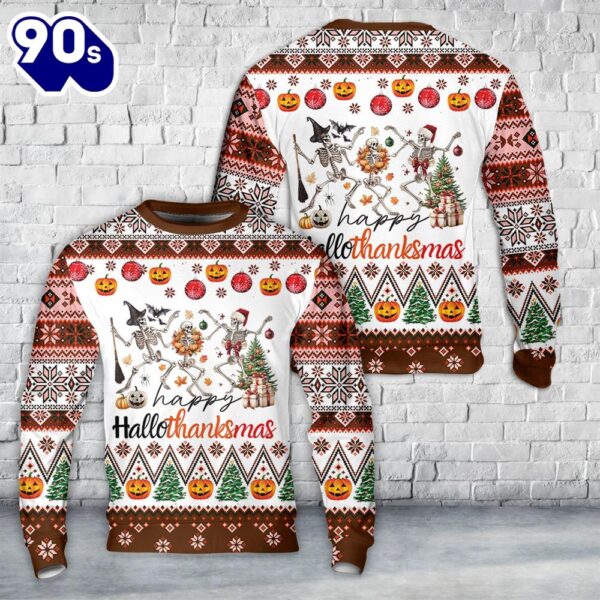 Happy Hallothanksmas Christmas Aop Sweater