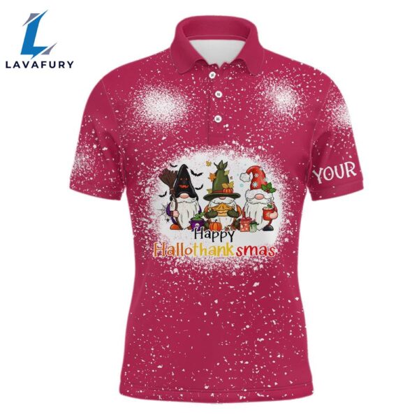 Happy Hallothanksmas Christmas Santa Mens Golf Polo Shirt Custom Funny Golf Tops   Gift Christmas