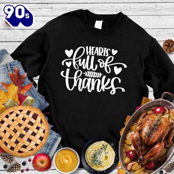 Happy Hallothanksmas Gift Funny Hearts Full Of Thanks Sweatshirt For Man And Women