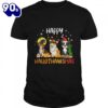 Happy HalloThanksMas Halloween Thanksgiving Christmas Dog T-Shirt  For Man And Women