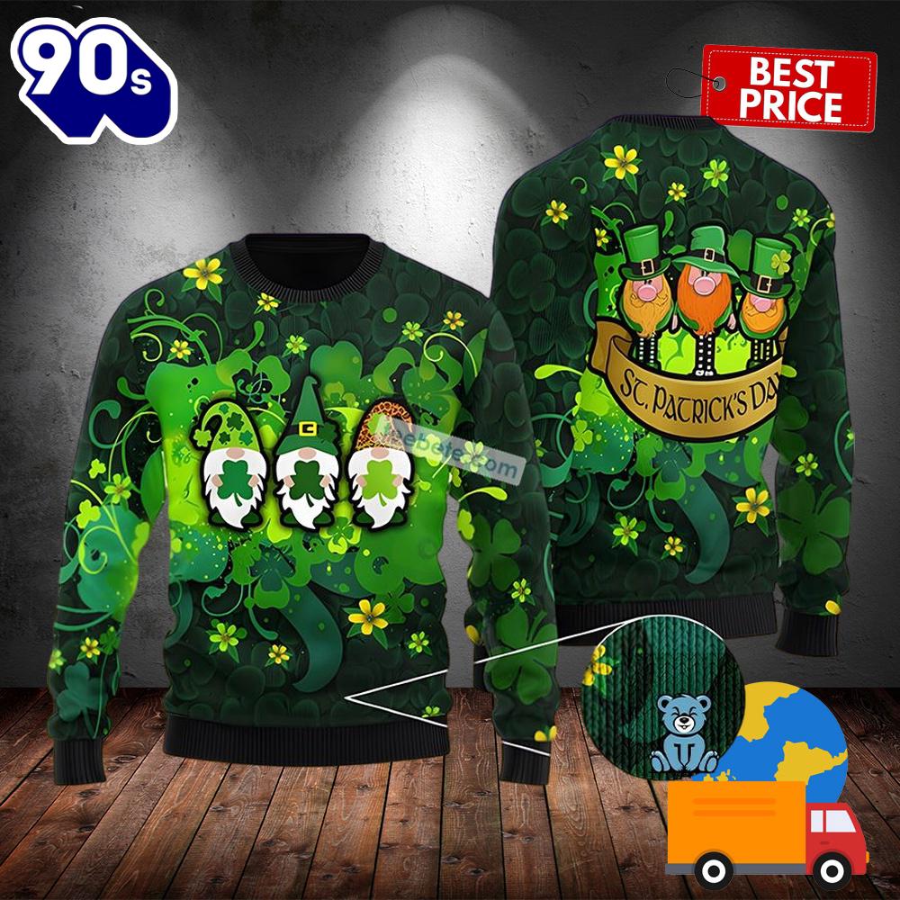 Happy Sant Patrick Day With Lucky Gnomes Green Naughty Ugly Sweater 2025 Happy Sant Patrick Day With Lucky Gnomes Green Naughty Ugly Sweater 2025