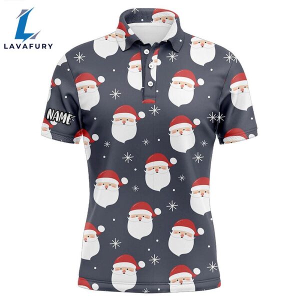 Happy Santa Christmas Grey Mens Golf Polo Shirts Customized Funny Golf Outfit   Gift Christmas