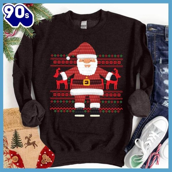 Happy Santa Ugly Christmas Colored Print Sweatshirt , Happy HalloThanksMas Shirt